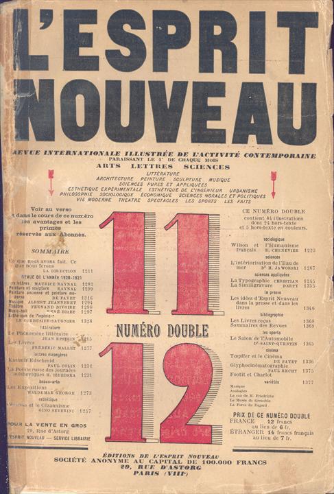 Обложка журнала "L'Esprit Nouveau" № 11-12, ноябрь 1921