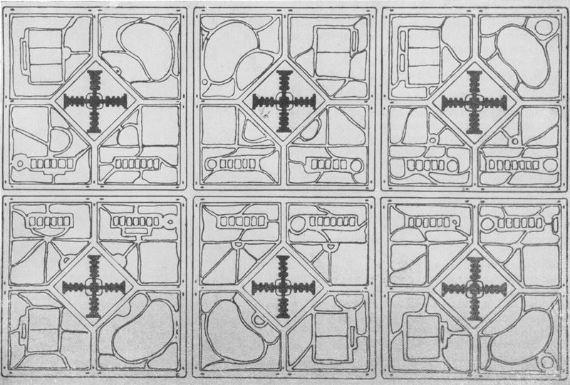 Ле Корбюзье / Le Corbusier. «План Вуазен» (Plan Voisin). Проект реконструкции центра Парижа. 1925. План крестообразных небоскребов