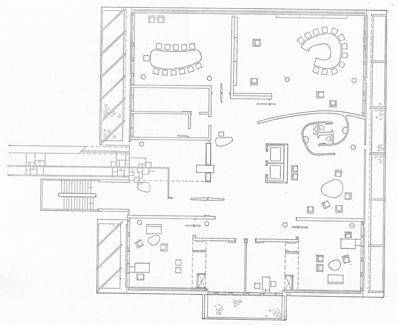 Ле Корбюзье / Le Corbusier. Здание Текстильной ассоциации (Mill Owners' Association Building), Ахмедабад, Индия. 1951-1957. План третьего этажа