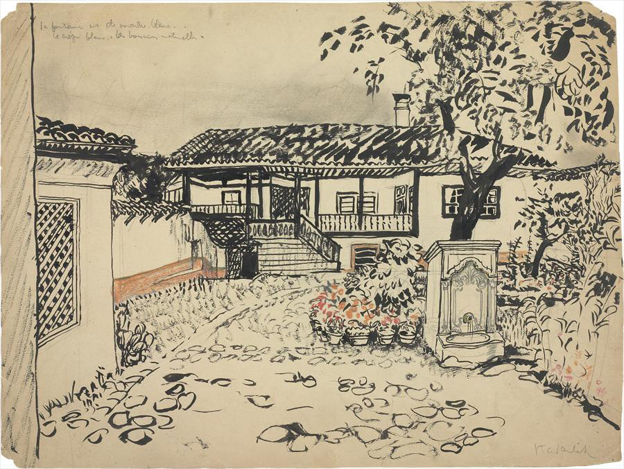Ле Корбюзье / Le Corbusier, Cour intérieure d'une maison avec fontaine, 1911