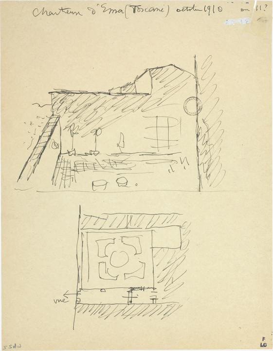 Ле Корбюзье / Le Corbusier, Croquis Chartreuse d'Ema (Toscane), 1911