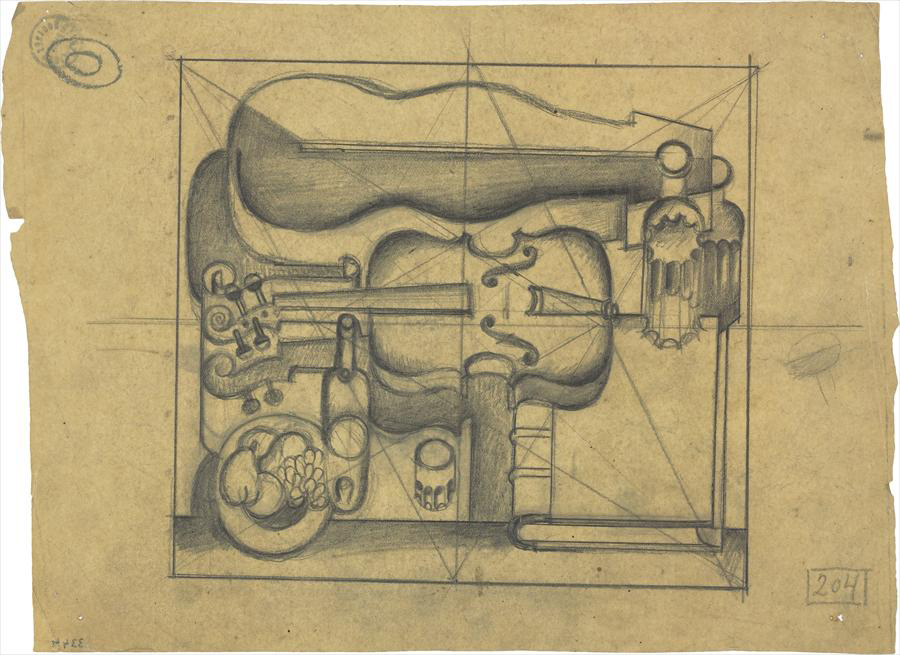 Ле Корбюзье / Le Corbusier, Étude pour "Violon et boîte à violon", 1920