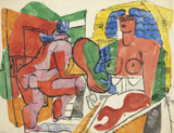 Ле Корбюзье / Le Corbusier, Etude sur le thème de "la pyrénéenne" et nu féminin passant la porte, 1940
