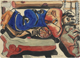 Ле Корбюзье / Le Corbusier, Femme allongée avec chien et troncs d'arbres, 1933
