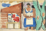 Ле Корбюзье / Le Corbusier, Femme debout à droite, à gauche maison et femme, 1933