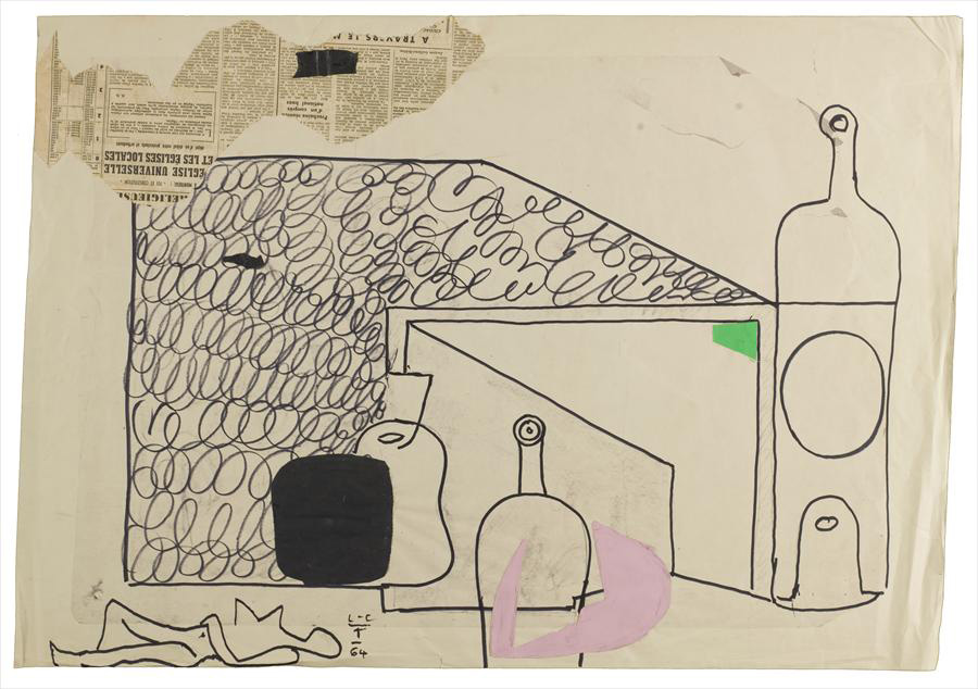 Ле Корбюзье / Le Corbusier, Nature morte aux bouteilles et femme couchée, 1964