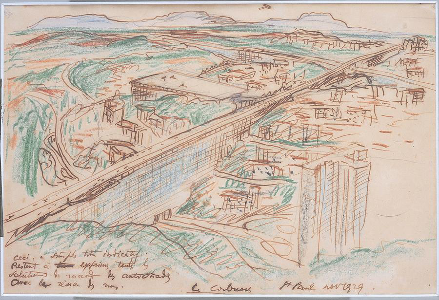 Ле Корбюзье / Le Corbusier, Perspective aérienne du plan de Sao Paulo, 1929