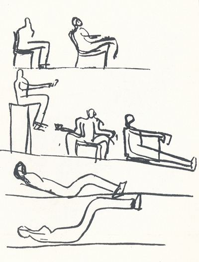 Ле Корбюзье / Le Corbusier. Наброски фигур в сидячем и лежачем положении