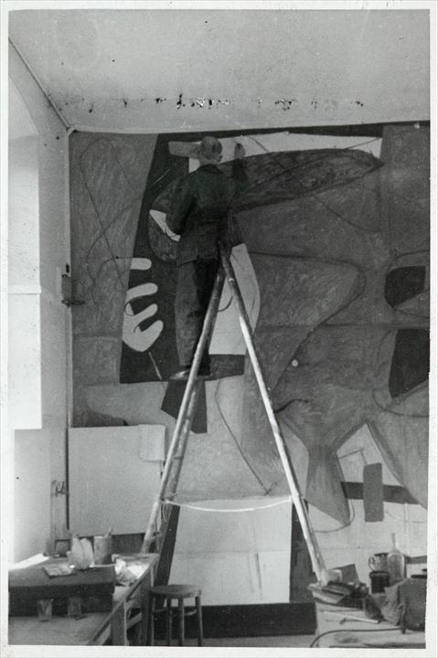 Роспись Ле Корбюзье в его студии на 35 Рю де Севр, Париж, 1948