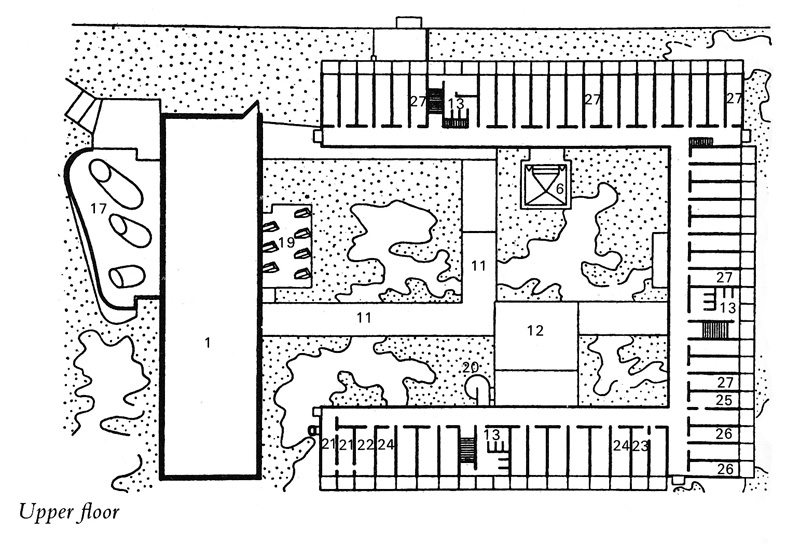 Ле Корбюзье / Le Corbusier. Комплекс монастыря Sainte Marie de La Tourette, Eveux-sur-l'Arbresle, Франция. 1953-1960. План верхнего этажа