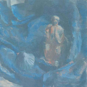 Femme et coquillage sur fond bleu, 1918