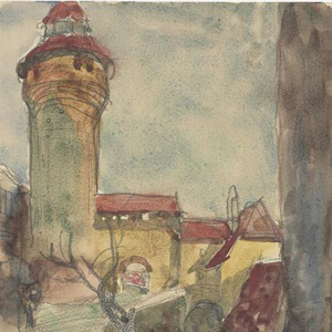 Entrée de ville. Rempart et tour (Nuremberg), 1908