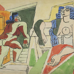 Etude sur le thème de la "pyrénéenne" et nu féminin passant la porte, 1940
