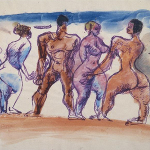 Groupe de quatre nus féminins et un nu masculin, 1933