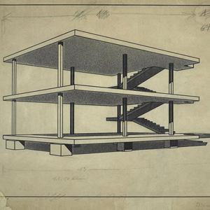 Проект «Дом-ино» (Dom-Ino). Жилой дом свободной планировки со стандартным каркасом для серийного производства. 1914