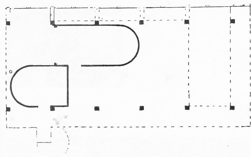 Ле Корбюзье / Le Corbusier. Планировка 1922 г., легшая в основу проекта жилого дома в поселке Вейссенгоф, Штутгарт. План первого этажа