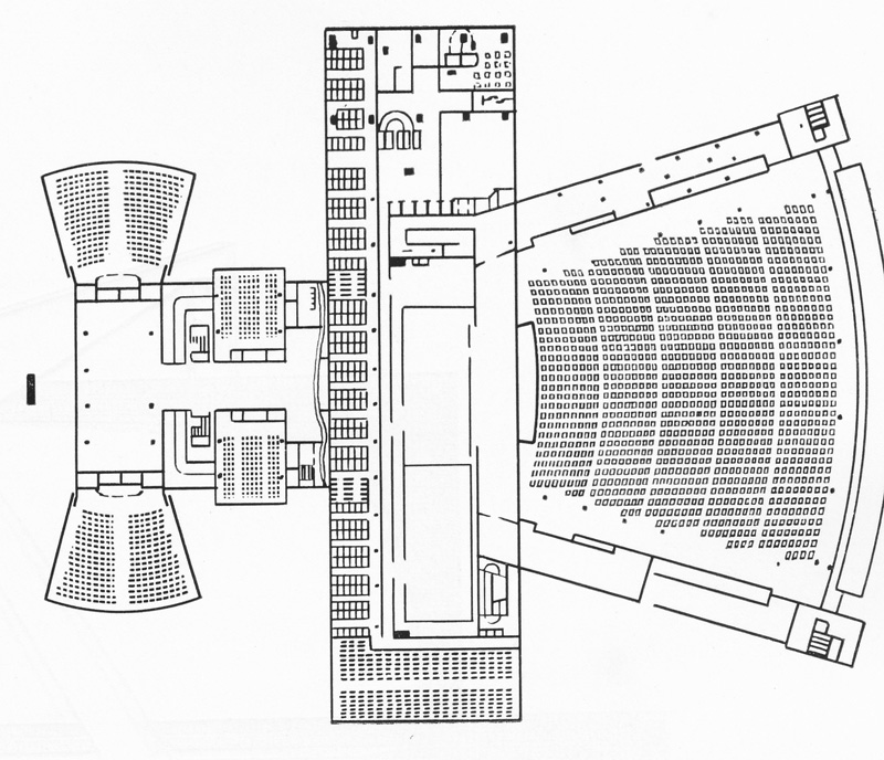Ле Корбюзье / Le Corbusier. Конкурсный проект на здание Дворца Советов в Москве. 1931. План на уровне зрительных залов