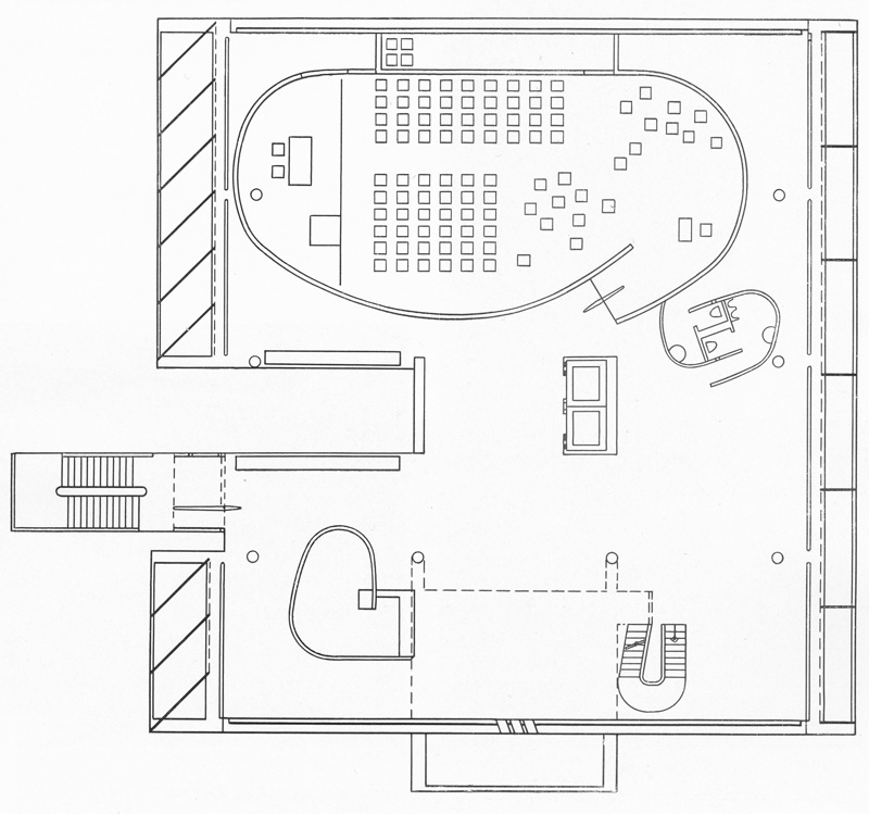 Ле Корбюзье / Le Corbusier. Здание Текстильной ассоциации (Mill Owners' Association Building), Ахмедабад, Индия. 1951-1957. План верхнего этажа
