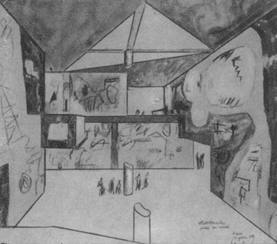 Ле Корбюзье / Le Corbusier. Национальный музей Искусства (National Museum of Western Art), Токио, Япония. 1957-1959. Эскиз интерьера