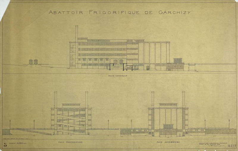 Ле Корбюзье. Le Corbusier. Проект мясохладобоен, Garchisy, Франция. 1918