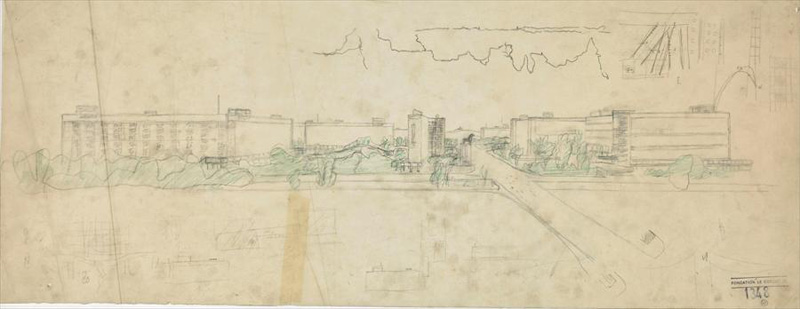Ле Корбюзье / Le Corbusier. Проект развития территории у моста Saint Cloud, Boulogne-sur-Seine. 1938