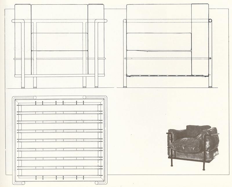 Кресло LC2. Le Corbusier. Ле Корбюзье. 1929. Рабочие чертежи «Комфортабельного кресла» (малая модель)